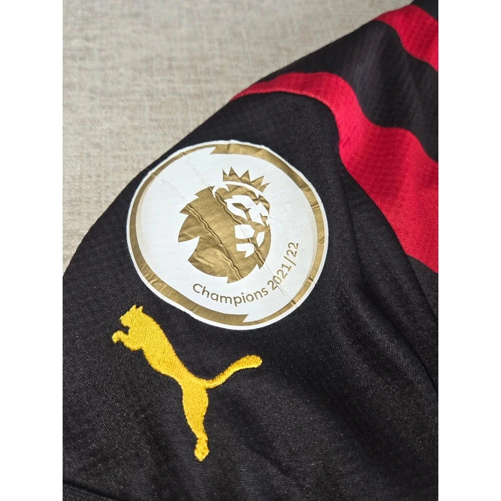 Puma Manchester City 2022/23 Away Jersey Youth Small Black Red Soccer Shirt